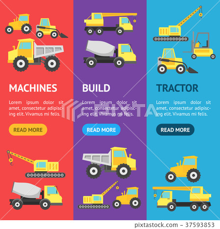 Cartoon Construction Machinery Banner Vecrtical 37593853