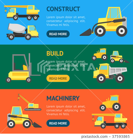 Cartoon Construction Machinery Banner Horizontal Cartoon Construction Machinery Banner Horizontal 37593865