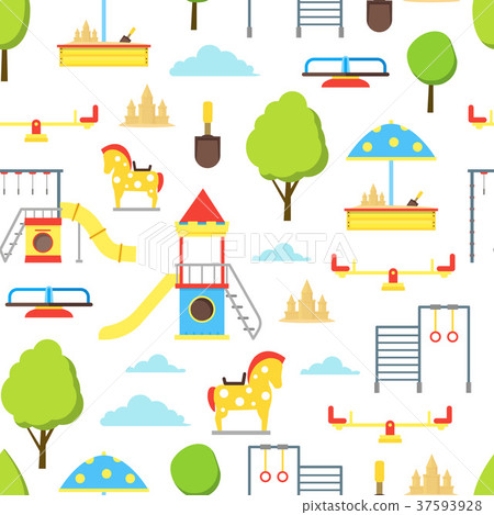 Cartoon Playground Element Seamless Pattern - Stock Illustration [37593928]  - PIXTA