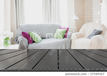 Blurred modern room in rustic style and tabletop. 37594567