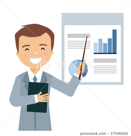 Smiling businessman in a business presentation Smiling businessman in a business presentation 37596009