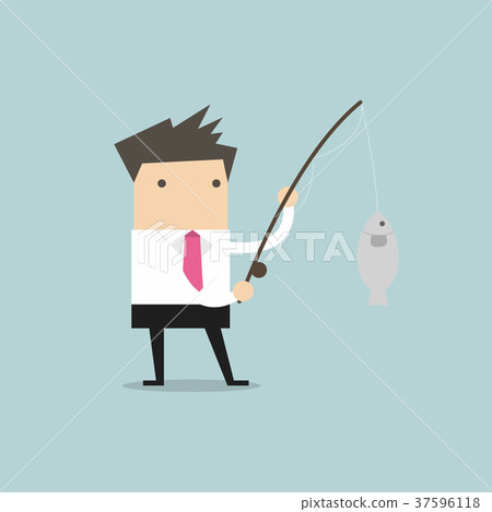 Businessman fishing a big fish Businessman fishing a big fish 37596118
