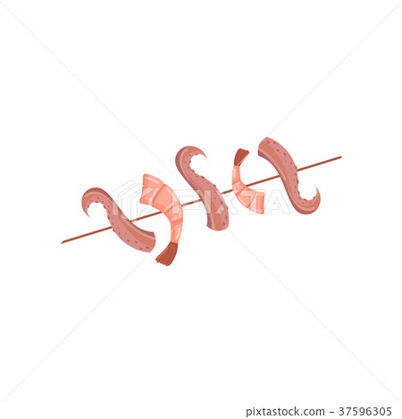 Shrimp and octopus kebabs, fresh grilled seafood 37596305