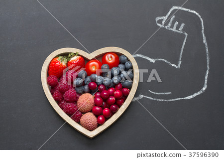 Health diet heart abstract concept with strongman Health diet heart abstract concept with strongman 37596390
