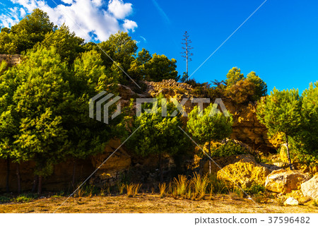 great rock wall, cliff against the blue sky great rock wall, cliff against the blue sky 37596482