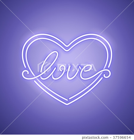 Love Heart Purple Neon Banner 37596654