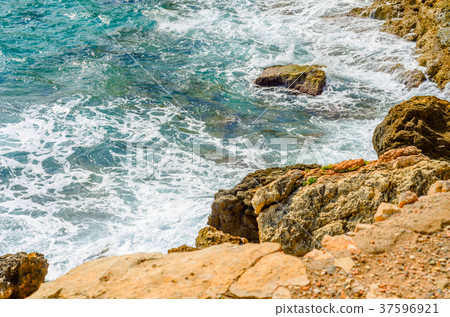 high cliff above the sea, summer sea background high cliff above the sea, summer sea background 37596921