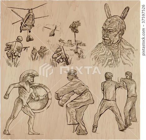 An hand drawn pack - warriors An hand drawn pack - warriors 37597526