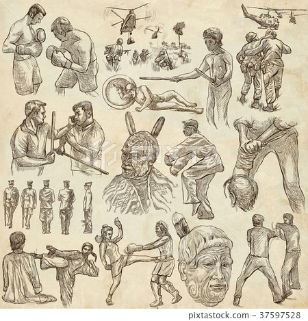 Warriors, Heroes, Soldiers. Pack on old paper. Warriors, Heroes, Soldiers. Pack on old paper. 37597528
