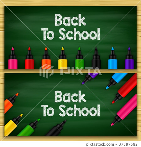 Back to school title words written in a chalkboard 37597582