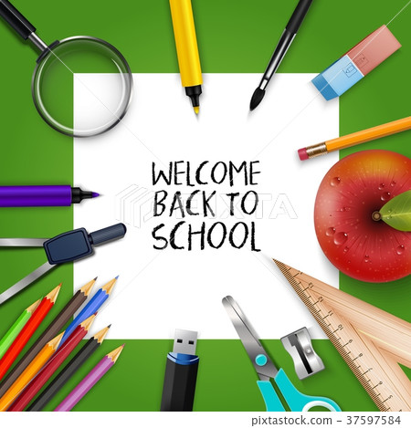Welcome Back to school template with schools suppl Welcome Back to school template with schools suppl 37597584