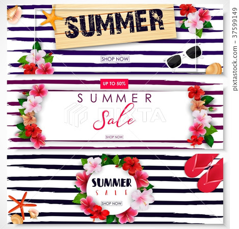 Set of summer sale banner design 37599149