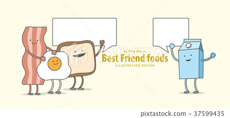 Cartoon character of Breakfast talk together 37599435