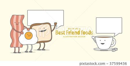 Cartoon character of Breakfast talk together 37599436