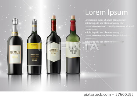 Set of bottles of champagne on sparkling backgroun 37600195