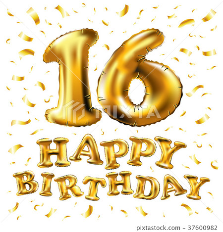 vector 16 happy Birthday celebration with gold  37600982