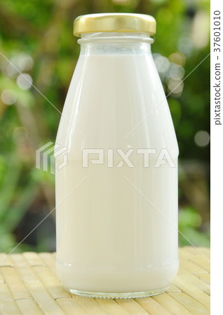 bottle of milk in garden 37601010