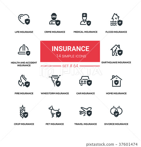 Insurance concept - line design silhouette icons 37601474