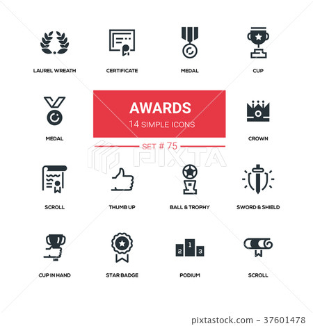 Awards - line design silhouette icons set Awards - line design silhouette icons set 37601478