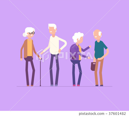 Retired people meeting - modern flat design style Retired people meeting - modern flat design style 37601482