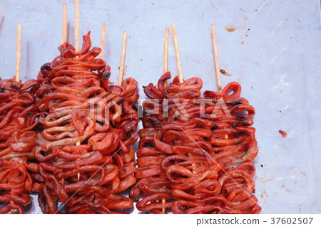 grilled chicken intestine at street food 37602507