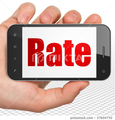 Banking concept: Hand Holding Smartphone with Rate Banking concept: Hand Holding Smartphone with Rate 37604750