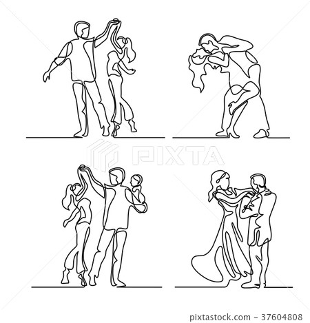 Set continuous happy loving couple dancing. 37604808