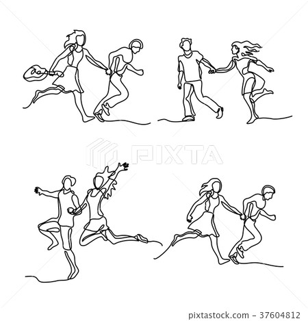 Set continuous happy running couple 37604812