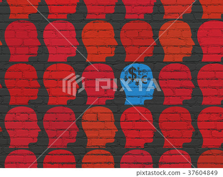 Finance concept: head with finance symbol icon on 37604849