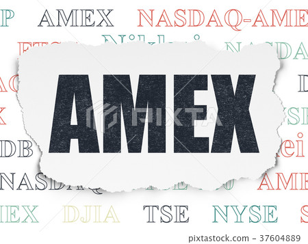 Stock market indexes concept: AMEX on Torn Paper 37604889