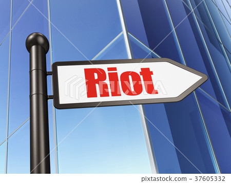 Politics concept: sign Riot on Building background 37605332