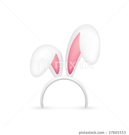 Easter Bunny Ears. Pink and White Mask with Rabbit - Stock Illustration ...