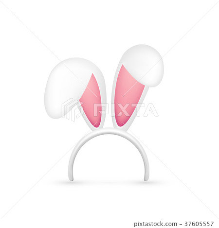Easter Bunny Ears. Pink and White Mask with Rabbit - Stock Illustration ...