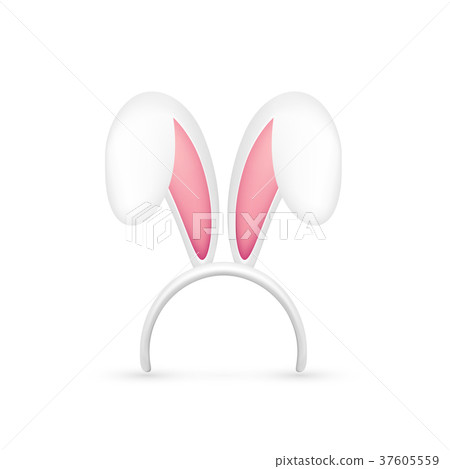 Easter Bunny Ears. Pink and White Mask with Rabbit - Stock Illustration ...