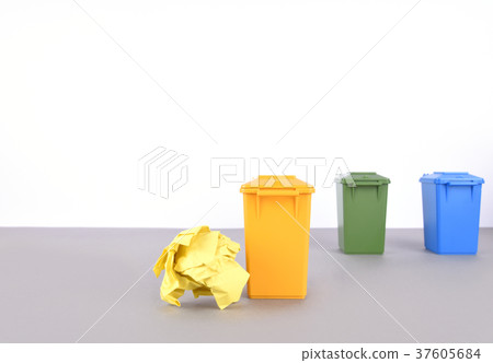 Colorful recycle bins on white background. 37605684