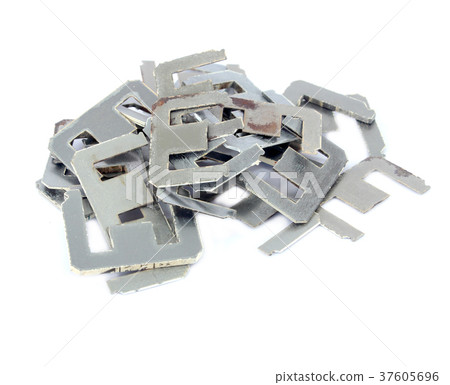 Old scrapheap of silicon steel on white 37605696