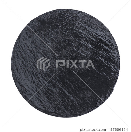 Round slate plate isolated on white background 37606134