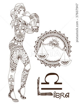 Stylized zodiac sign of Libra 37607947