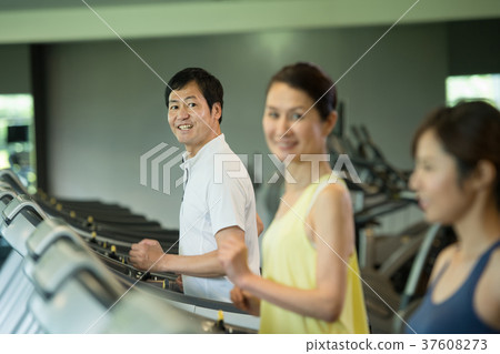 Sports club running machine training gym image Sports club running machine training gym image 37608273