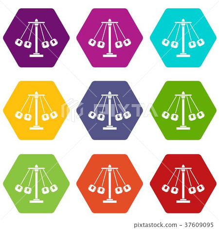 Carnival swing ride icon set color hexahedron 37609095