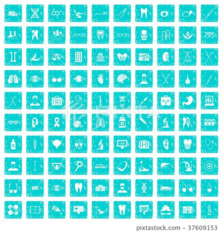 100 medical icons set grunge blue 37609153