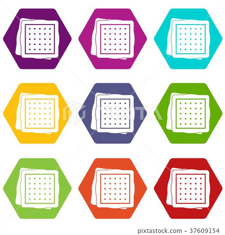 Biscuit icon set color hexahedron Biscuit icon set color hexahedron 37609154