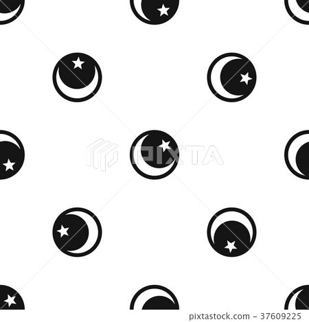 Crescent and star pattern seamless black - Stock Illustration [37609225 ...