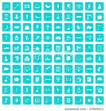 100 balance icons set grunge blue 100 balance icons set grunge blue 37609413