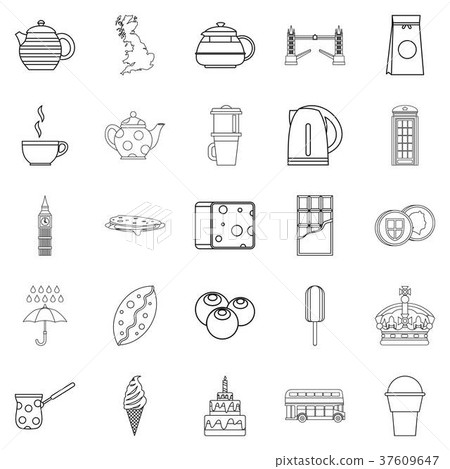 Snack for tea icons set, outline style 37609647