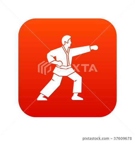Aikido fighter icon digital red Aikido fighter icon digital red 37609678