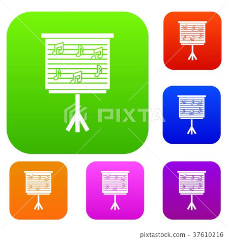 Whiteboard with music notes set color collection 37610216