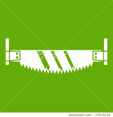 Two handled saw icon green 37610226