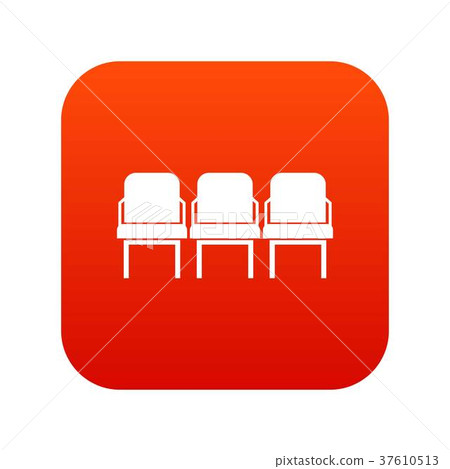 Chairs in the departure hall icon digital red Chairs in the departure hall icon digital red 37610513