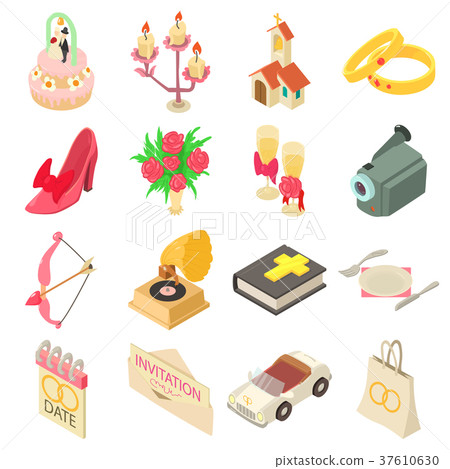 Wedding icons set, isometric style 37610630